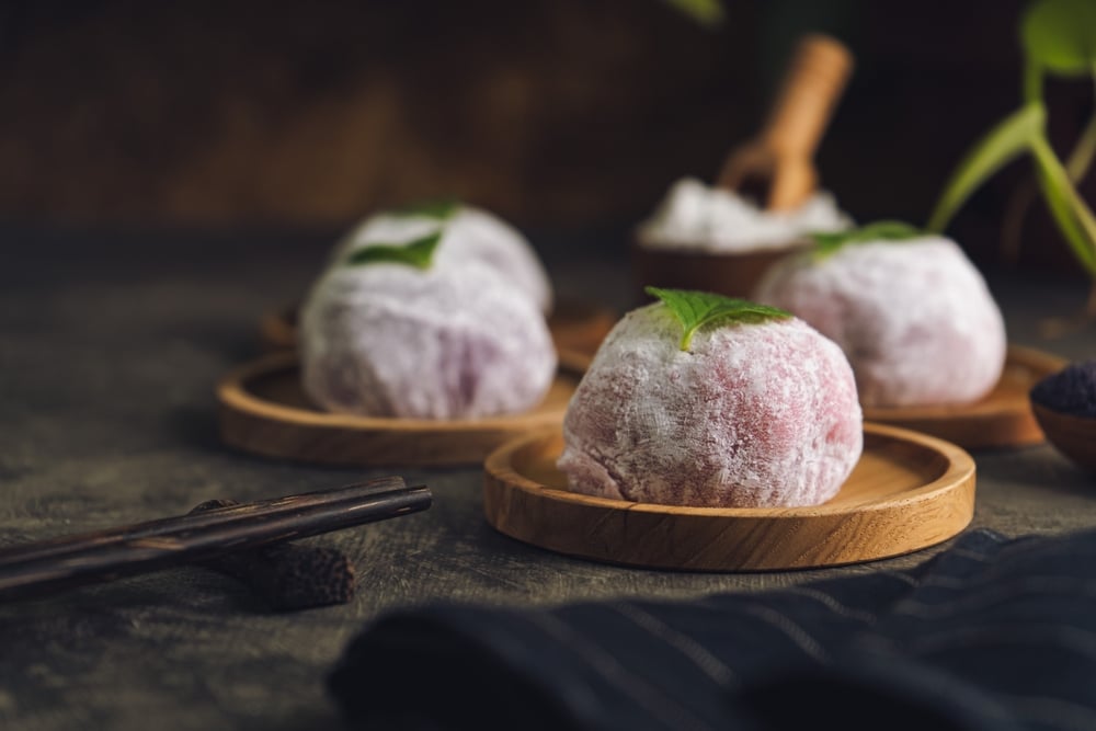 Japanese Mochi Or Rice Cake Filled With Red Bean And