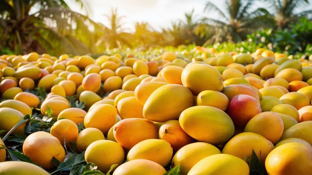 A Picture Of Beautiful Ripe Yellow Mangoes Lying On The ground