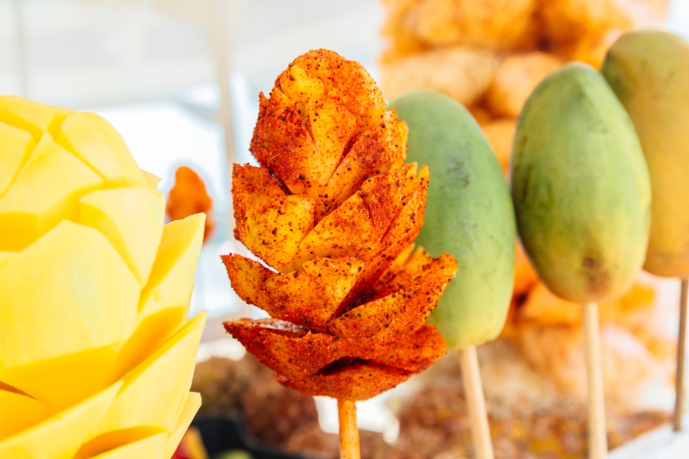 Close Up Delicious Mango Fruit With Mexican Chilli